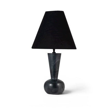 Lucente Black Genuine Marble Base And Cotton Shade Table Lamp