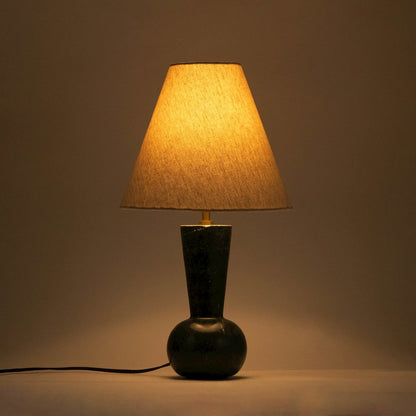 Lucente Green / Natural Genuine Marble Base And Linen Shade Table Lamp