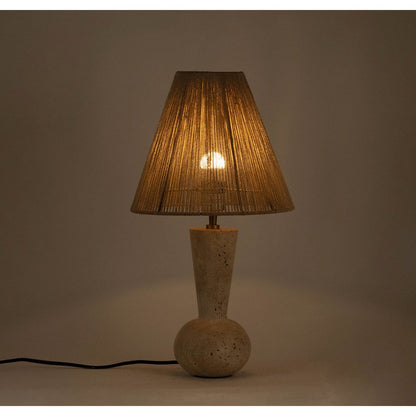 Lucente Travertine / Natural Travertine Base And Jute Shade Table Lamp