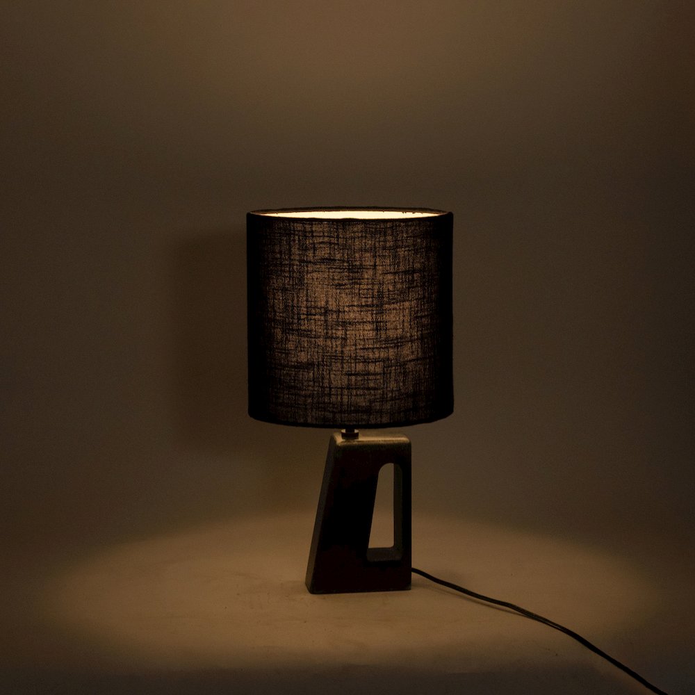 Vellum Black Genuine Marble Base And Cotton Shade Table Lamp