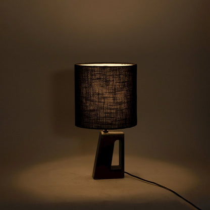 Vellum Black Genuine Marble Base And Cotton Shade Table Lamp