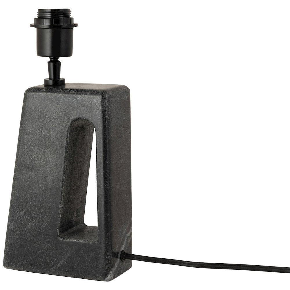 Vellum Black Genuine Marble Base And Cotton Shade Table Lamp