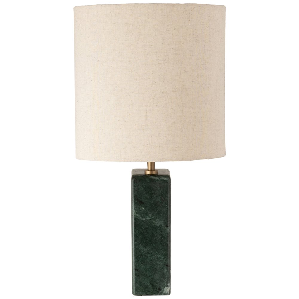 Vellum Green / Natural Genuine Marble Base And Linen Shade Table Lamp