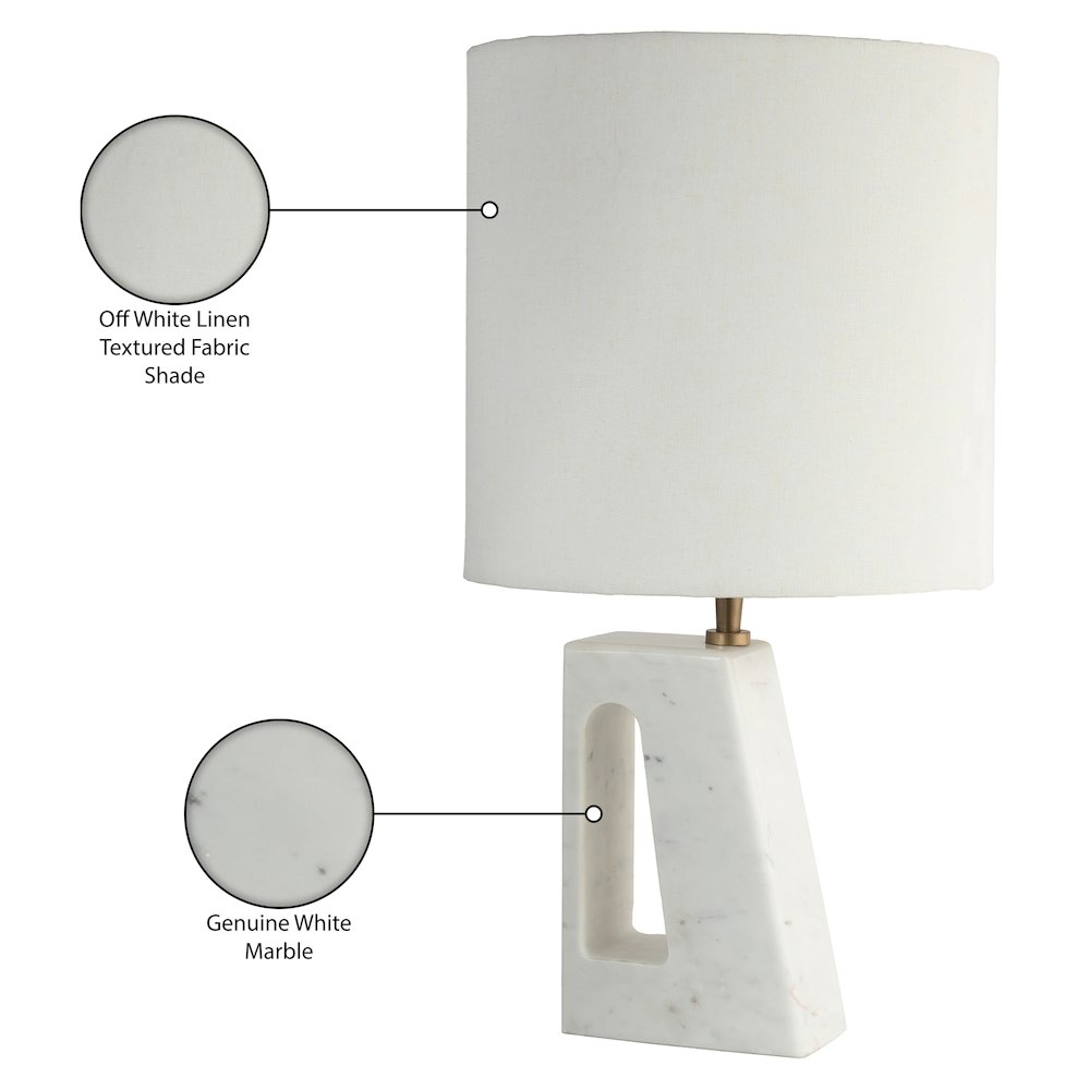 Vellum Off White / Gold Genuine Marble Base And Cotton Shade Table Lamp