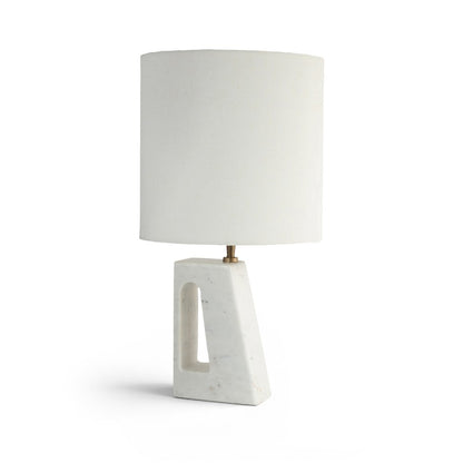 Vellum Off White / Gold Genuine Marble Base And Cotton Shade Table Lamp