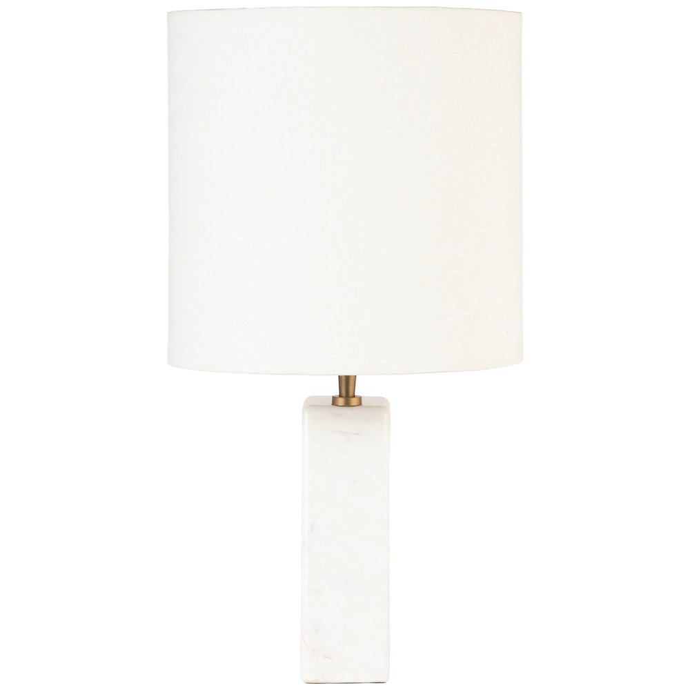 Vellum Off White / Gold Genuine Marble Base And Cotton Shade Table Lamp