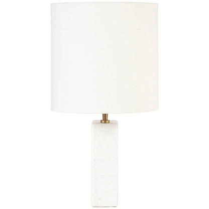 Vellum Off White / Gold Genuine Marble Base And Cotton Shade Table Lamp