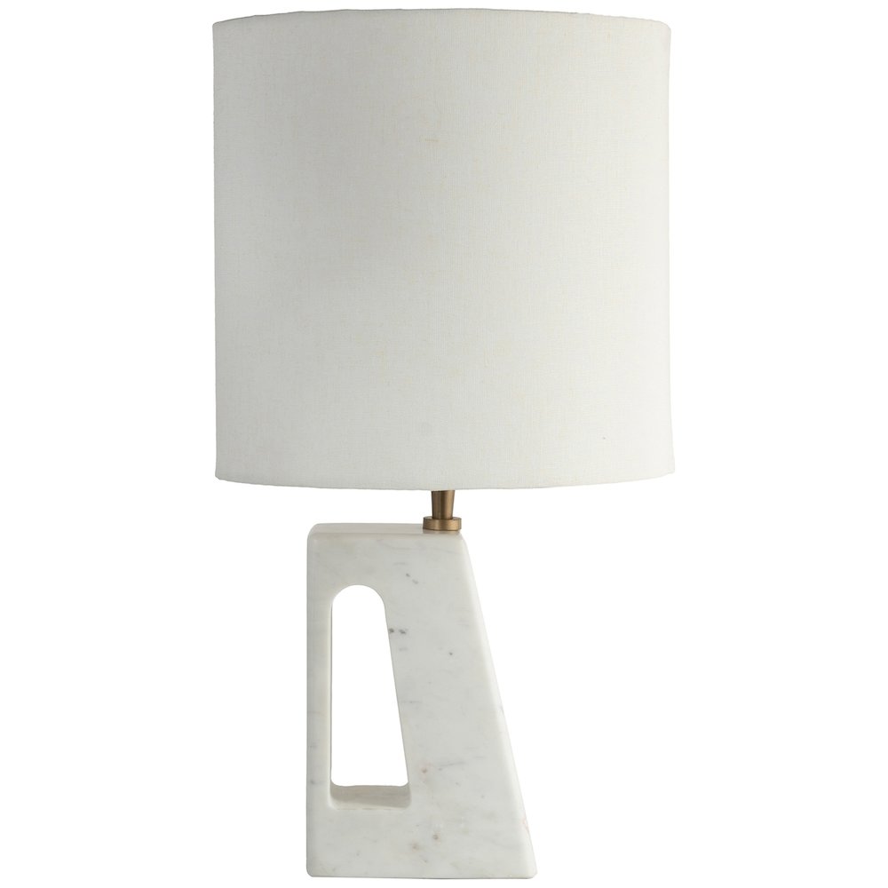 Vellum Off White / Gold Genuine Marble Base And Cotton Shade Table Lamp