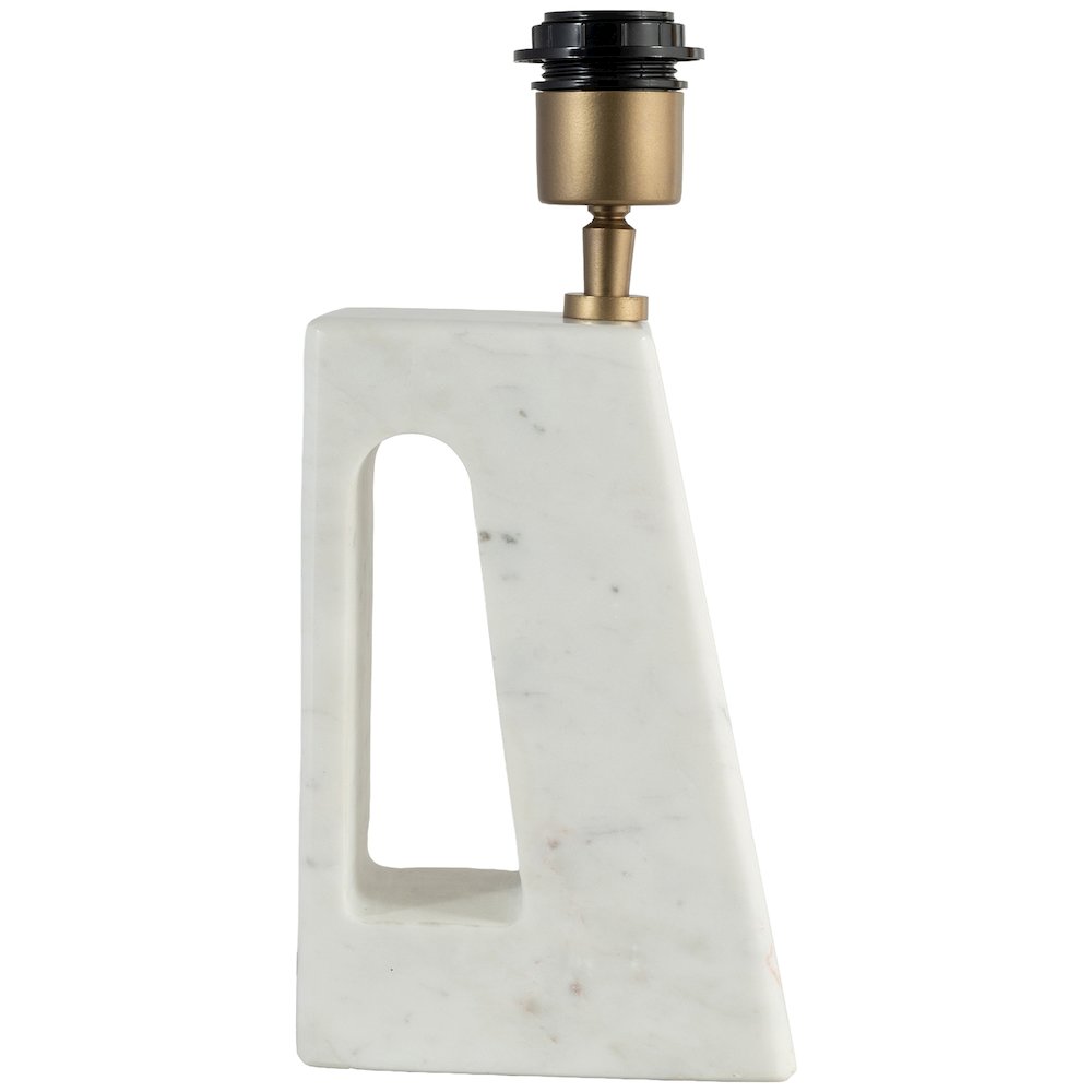 Vellum Off White / Gold Genuine Marble Base And Cotton Shade Table Lamp