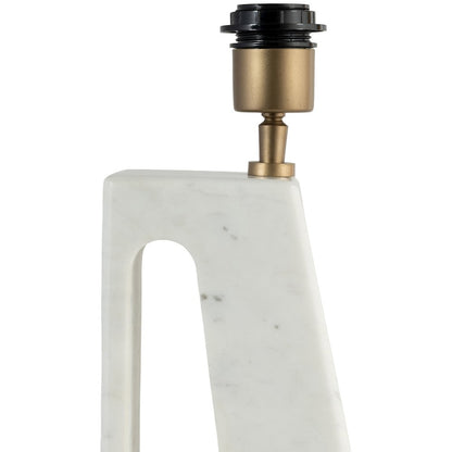 Vellum Off White / Gold Genuine Marble Base And Cotton Shade Table Lamp