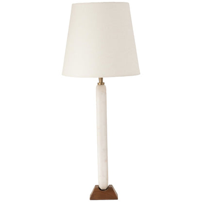 Solis Off White / Natural Marble And Mango Wood Base, Cotton Shade Table Lamp