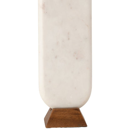 Solis Off White / Natural Marble And Mango Wood Base, Cotton Shade Table Lamp