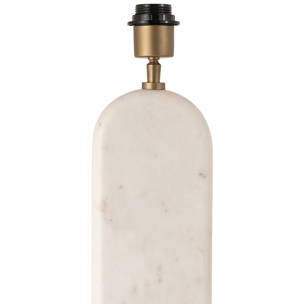 Solis Off White / Natural Marble And Mango Wood Base, Cotton Shade Table Lamp