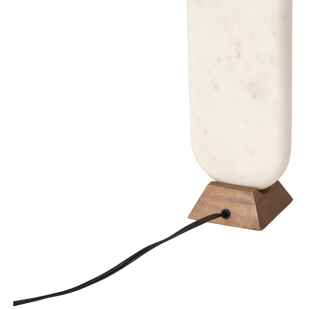 Solis Off White / Natural Marble And Mango Wood Base, Cotton Shade Table Lamp