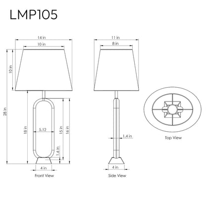 Solis Travertine / Walnut, Travertine & Walnut Wood Base, Linen Shade Table Lamp