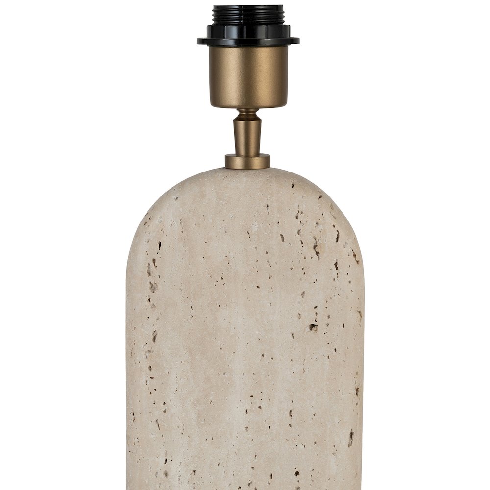 Solis Travertine / Walnut, Travertine & Walnut Wood Base, Linen Shade Table Lamp