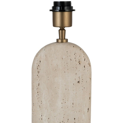 Solis Travertine / Walnut, Travertine & Walnut Wood Base, Linen Shade Table Lamp