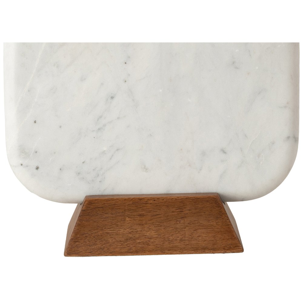 Solis Off White / Natural Marble And Mango Wood Base, Cotton Shade Table Lamp