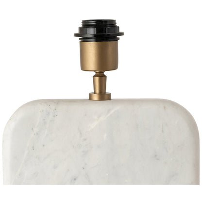 Solis Off White / Natural Marble And Mango Wood Base, Cotton Shade Table Lamp