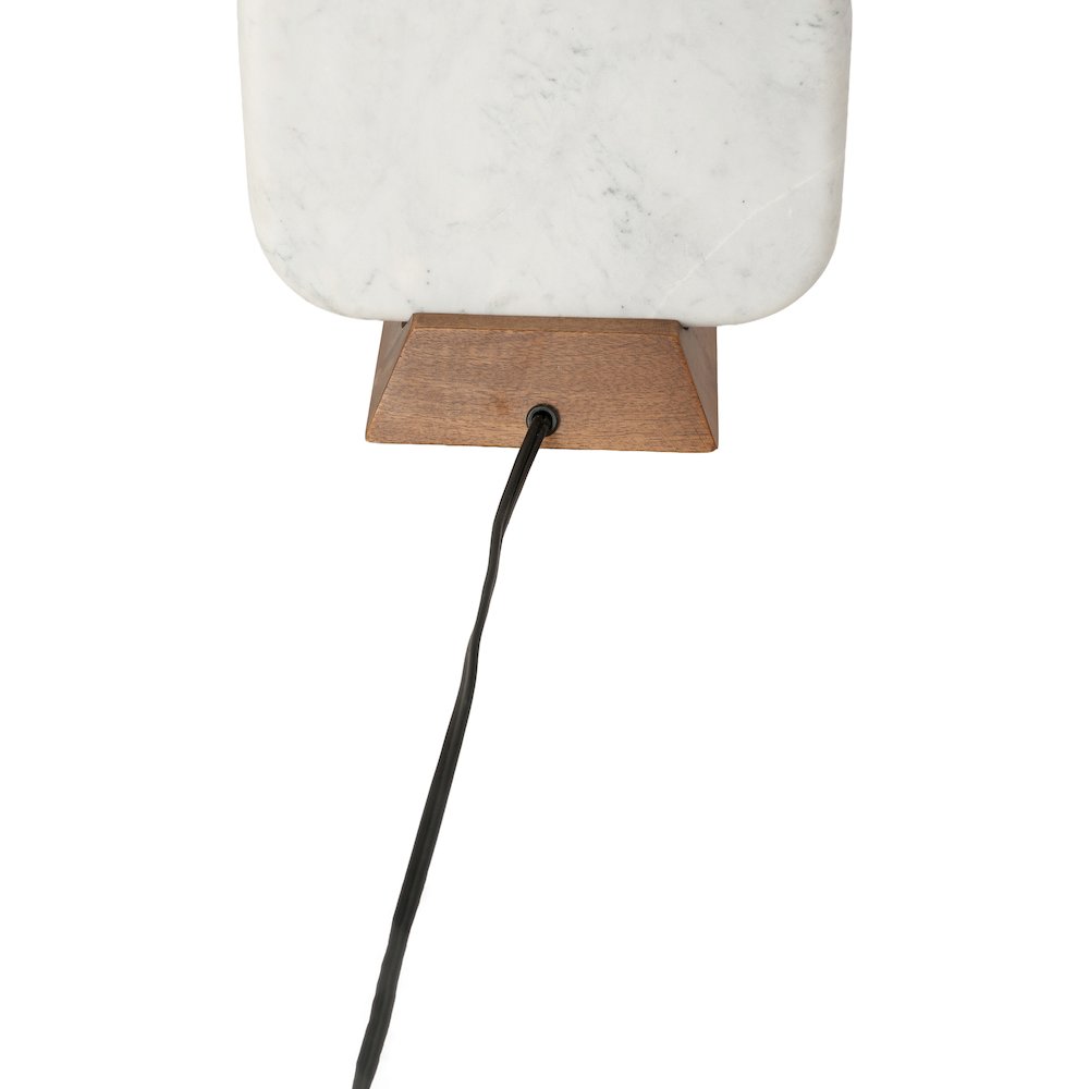 Solis Off White / Natural Marble And Mango Wood Base, Cotton Shade Table Lamp