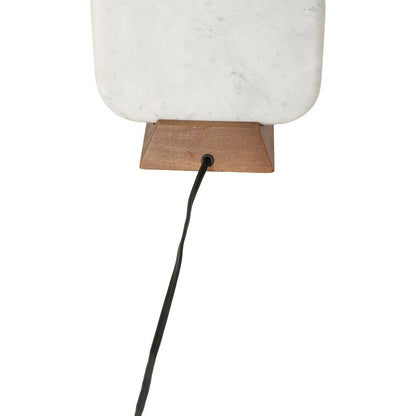 Solis Off White / Natural Marble And Mango Wood Base, Cotton Shade Table Lamp