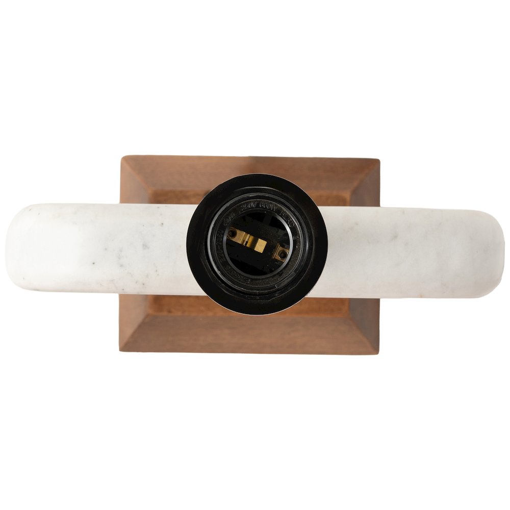 Solis Off White / Natural Marble And Mango Wood Base, Cotton Shade Table Lamp
