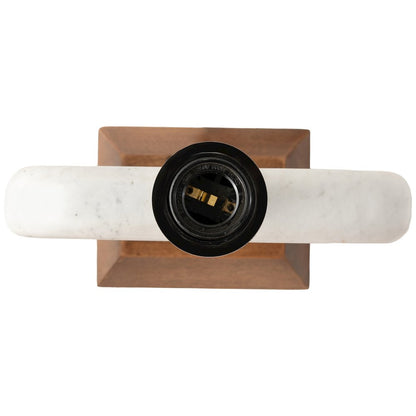 Solis Off White / Natural Marble And Mango Wood Base, Cotton Shade Table Lamp