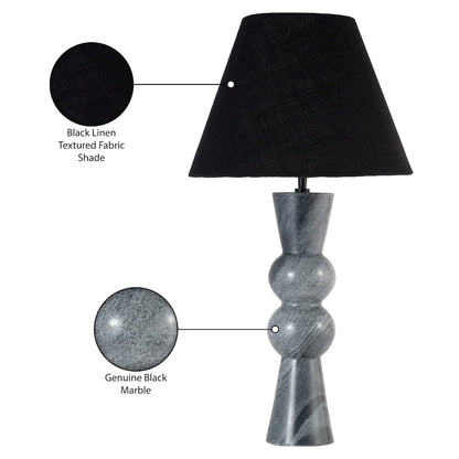 Pietra Black Genuine Marble Base And Cotton Shade Table Lamp