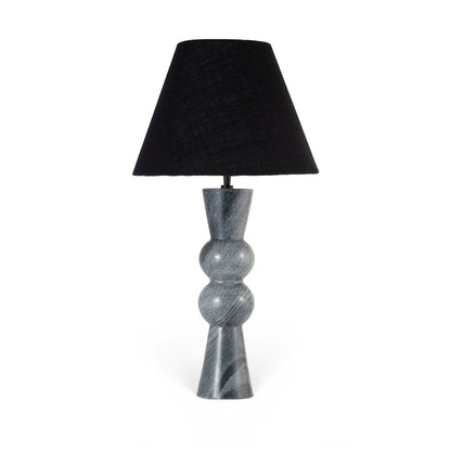 Pietra Black Genuine Marble Base And Cotton Shade Table Lamp