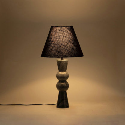 Pietra Black Genuine Marble Base And Cotton Shade Table Lamp