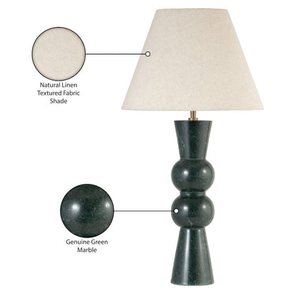 Pietra Green / Natural Genuine Marble Base And Linen Shade Table Lamp