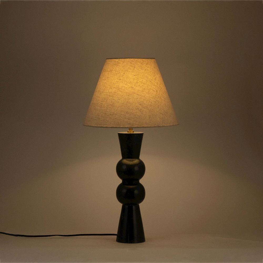 Pietra Green / Natural Genuine Marble Base And Linen Shade Table Lamp