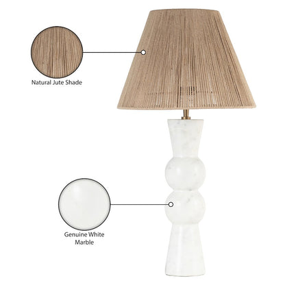 Pietra White / Natural Genuine Marble Base And Jute Shade Table Lamp