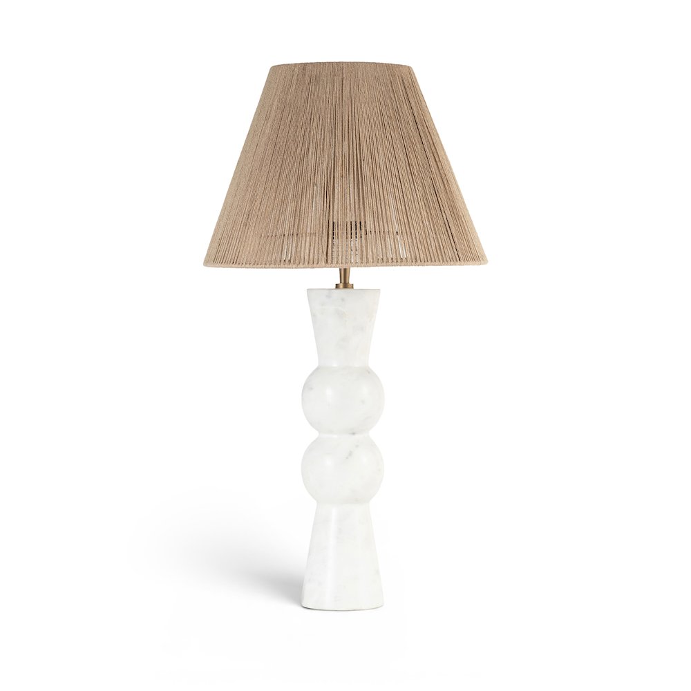 Pietra White / Natural Genuine Marble Base And Jute Shade Table Lamp