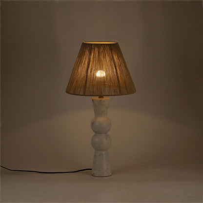Pietra White / Natural Genuine Marble Base And Jute Shade Table Lamp