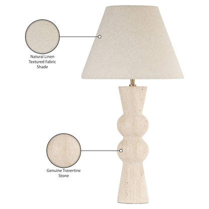 Pietra Travertine / Natural Travertine Base And Linen Shade Table Lamp