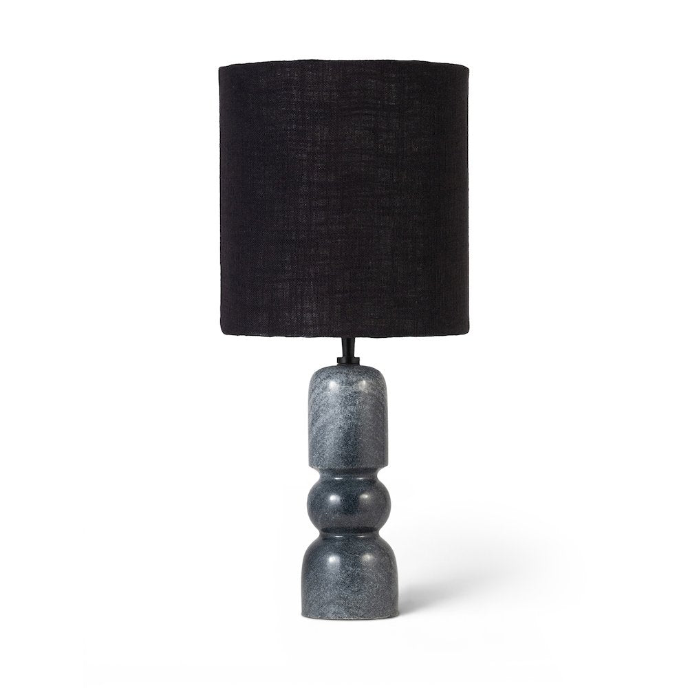 Paros Black / Off White Genuine Marble Base And Cotton Shade Table Lamp
