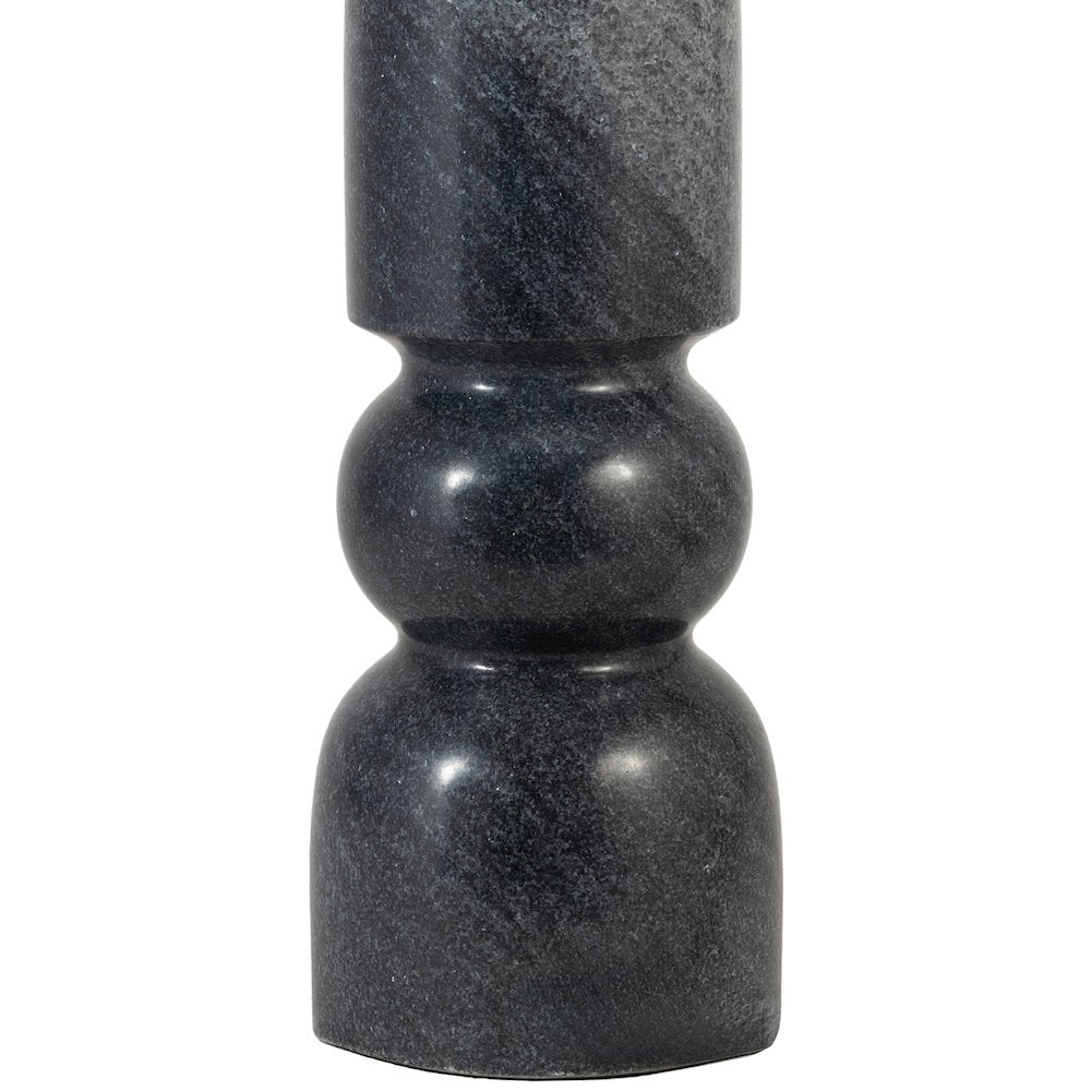 Paros Black / Off White Genuine Marble Base And Cotton Shade Table Lamp