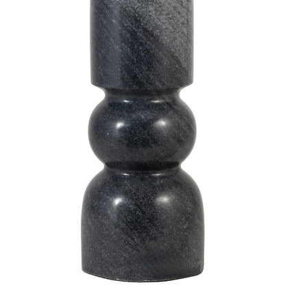 Paros Black / Off White Genuine Marble Base And Cotton Shade Table Lamp