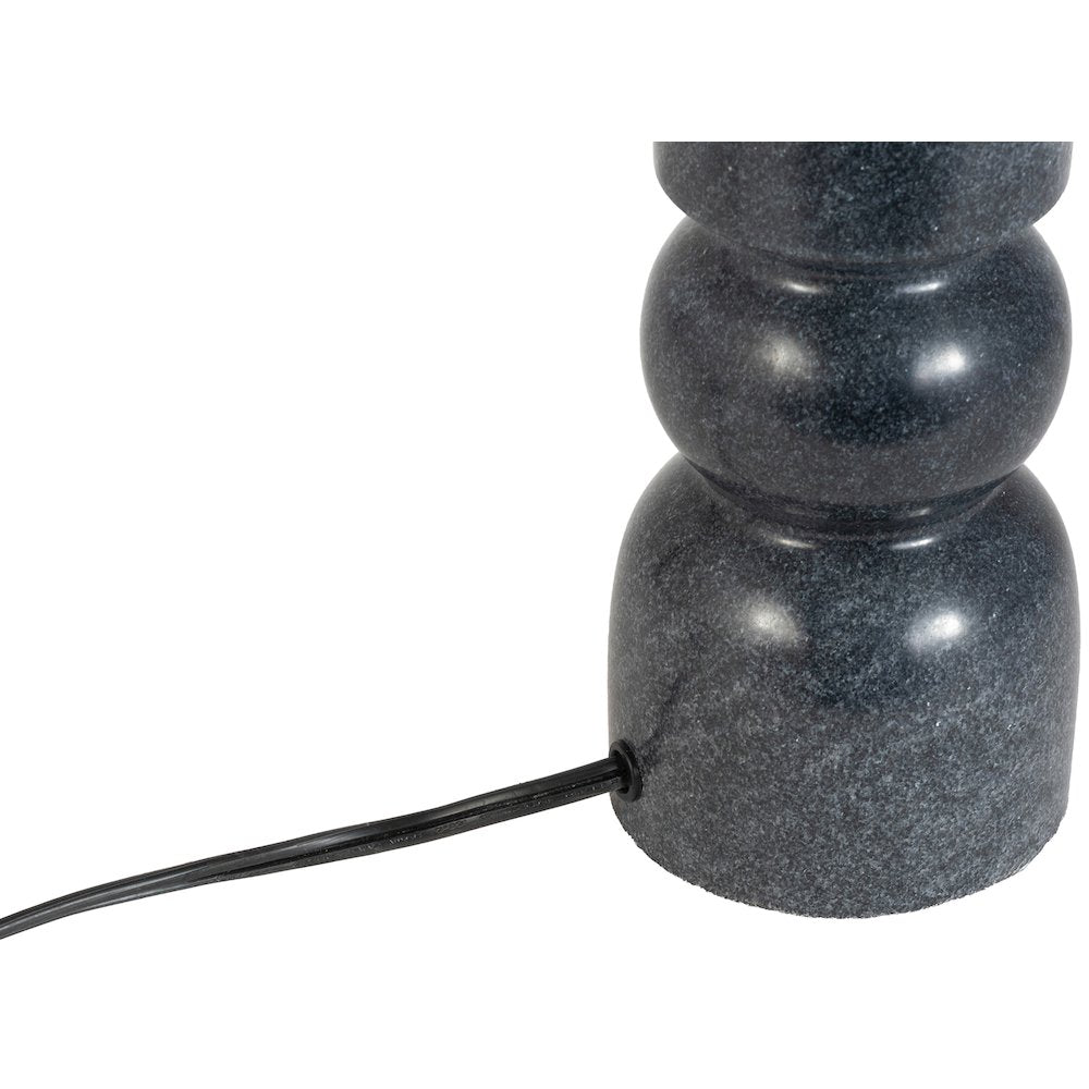 Paros Black / Off White Genuine Marble Base And Cotton Shade Table Lamp