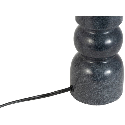 Paros Black / Off White Genuine Marble Base And Cotton Shade Table Lamp