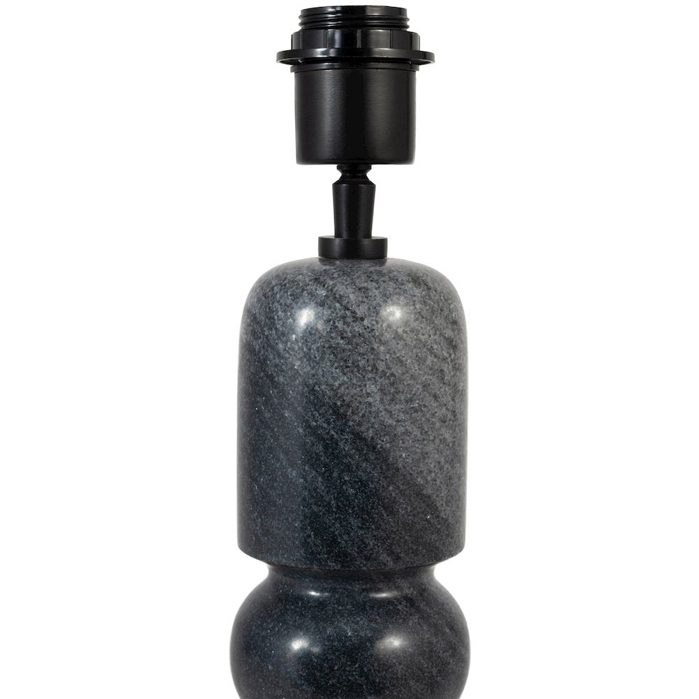 Paros Black / Off White Genuine Marble Base And Cotton Shade Table Lamp