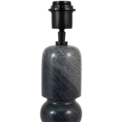Paros Black / Off White Genuine Marble Base And Cotton Shade Table Lamp