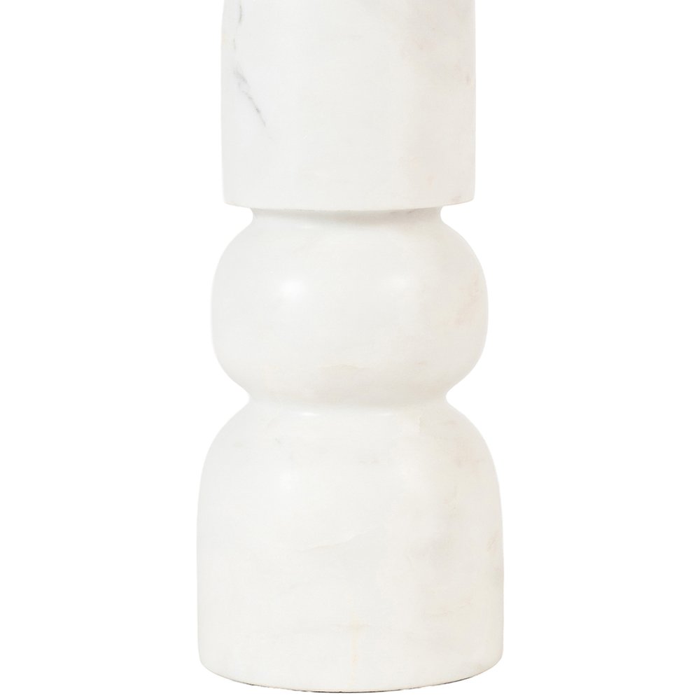 Paros White / Off White Genuine Marble Base And Cotton Shade Table Lamp