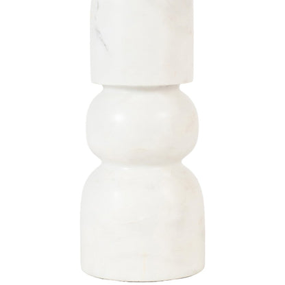 Paros White / Off White Genuine Marble Base And Cotton Shade Table Lamp