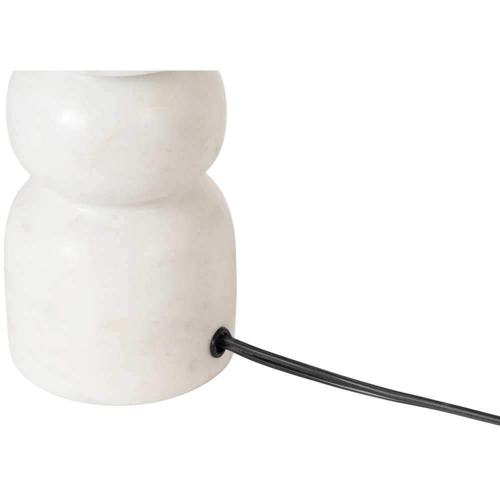 Paros White / Off White Genuine Marble Base And Cotton Shade Table Lamp