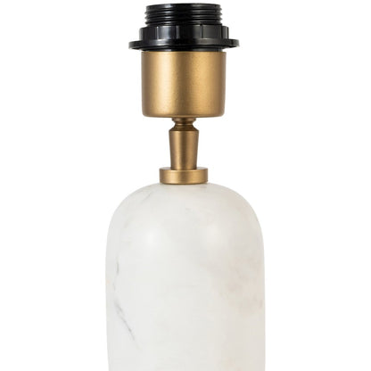 Paros White / Off White Genuine Marble Base And Cotton Shade Table Lamp