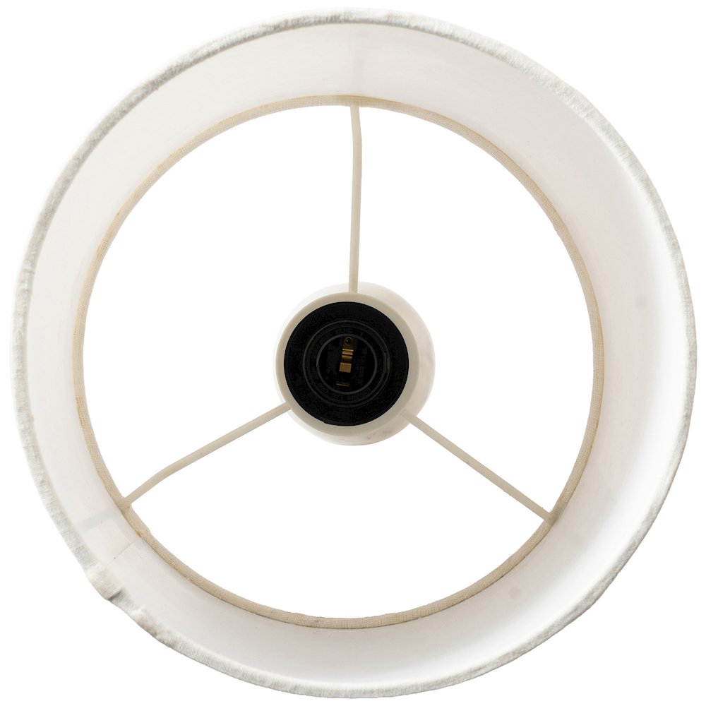 Paros White / Off White Genuine Marble Base And Cotton Shade Table Lamp