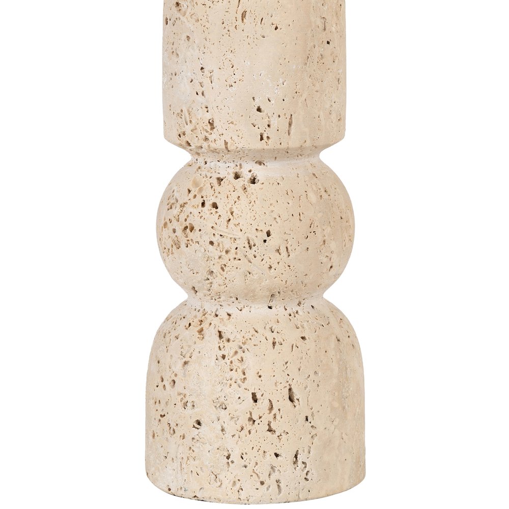 Paros Travertine / Natural Marble Base And Cotton Shade Table Lamp