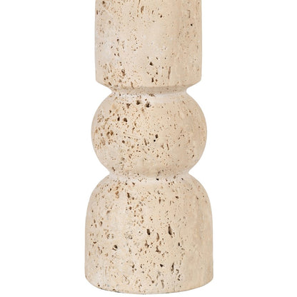Paros Travertine / Natural Marble Base And Cotton Shade Table Lamp